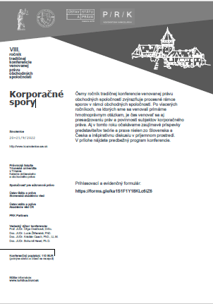 VIII . ročník tradičnej konferencie venovanej právu obchodných spoločností