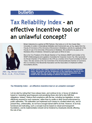 Index daňovej spoľahlivosti – Efektívny motivačný nástroj alebo nezákonný inštitút?
